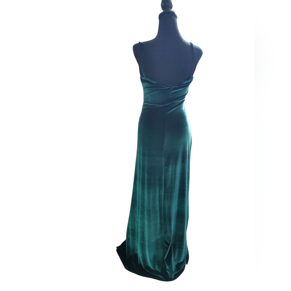Sexy Reformation One Shoulder Teal Velvet Dress Size M - Picture 11 of 11